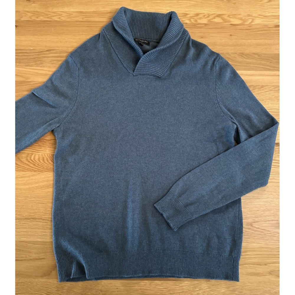 Banana Republic Men's Blue Shawl Collar Sweater – L, Cotton/Nylon/Wool Blend‎